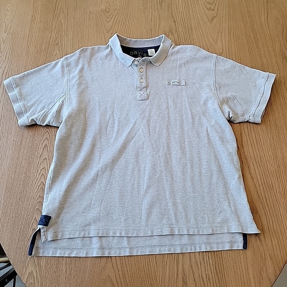 Orvis Polo Shirt Men's XL Gray Golf Knit Collared Short Sleeve Hiking Adult Fish